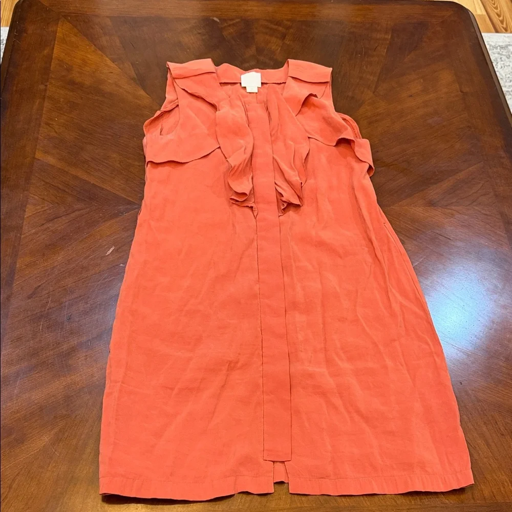 Line & Dot Orange Sleeveless‎ Midi Dress